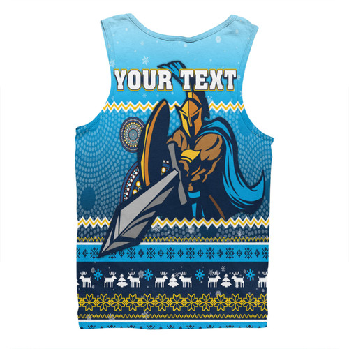 Gold Coast Titans Christmas Custom Men Singlet - Ugly Xmas And Aboriginal Patterns For Die Hard Fan Men Singlet