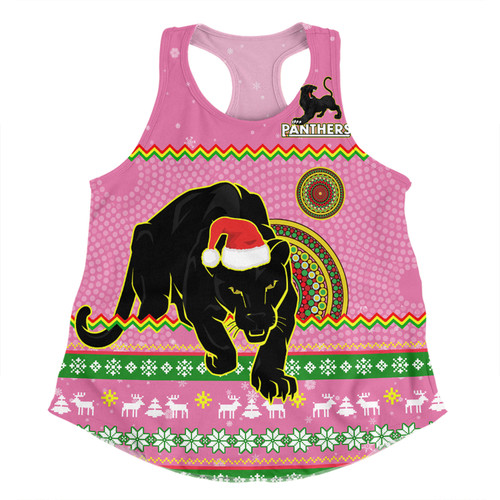 Penrith Panthers Christmas Custom Women Racerback Singlet - Ugly Xmas And Aboriginal Patterns For Die Hard Fan Women Racerback Singlet