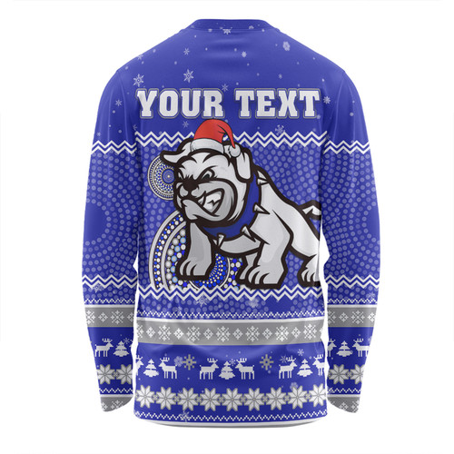 Canterbury-Bankstown Bulldogs Christmas Custom Long Sleeve T-Shirt - Ugly Xmas And Aboriginal Patterns For Die Hard Fan Long Sleeve T-Shirt