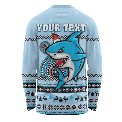 Cronulla-Sutherland Sharks Christmas Custom Long Sleeve T-shirt - Ugly Xmas And Aboriginal Patterns For Die Hard Fan Long Sleeve T-shirt Cronulla-Sutherland Sharks Christmas Custom Long Sleeve T-shirt - Ugly Xmas And Aboriginal Patterns For Die Hard Fan Long Sleeve T-shirt