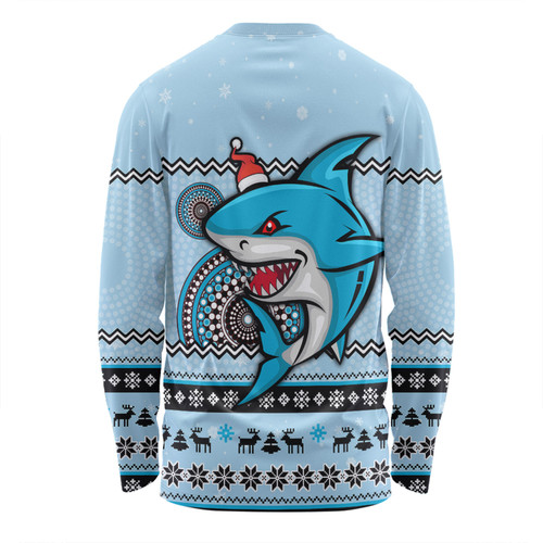 Cronulla-Sutherland Sharks Christmas Custom Long Sleeve T-shirt - Ugly Xmas And Aboriginal Patterns For Die Hard Fan Long Sleeve T-shirt Cronulla-Sutherland Sharks Christmas Custom Long Sleeve T-shirt - Ugly Xmas And Aboriginal Patterns For Die Hard Fan Long Sleeve T-shirt