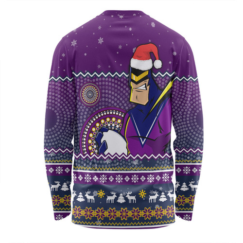 Melbourne Storm Christmas Custom Long Sleeve T-shirt - Ugly Xmas And Aboriginal Patterns For Die Hard Fan Long Sleeve T-shirt Melbourne Storm Christmas Custom Long Sleeve T-shirt - Ugly Xmas And Aboriginal Patterns For Die Hard Fan Long Sleeve T-shirt
