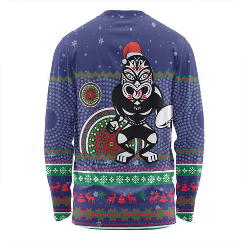 New Zealand Warriors Christmas Custom Long Sleeve T-shirt - Ugly Xmas And Aboriginal Patterns For Die Hard Fan Long Sleeve T-shirt New Zealand Warriors Christmas Custom Long Sleeve T-shirt - Ugly Xmas And Aboriginal Patterns For Die Hard Fan Long Sleeve T-shirt