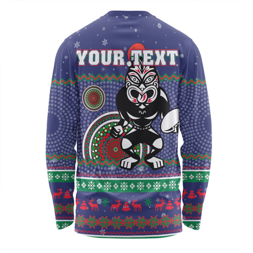 New Zealand Warriors Christmas Custom Long Sleeve T-shirt - Ugly Xmas And Aboriginal Patterns For Die Hard Fan Long Sleeve T-shirt New Zealand Warriors Christmas Custom Long Sleeve T-shirt - Ugly Xmas And Aboriginal Patterns For Die Hard Fan Long Sleeve T-shirt