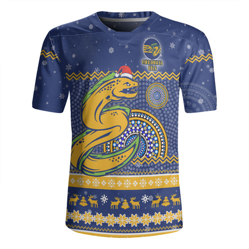 Parramatta Eels Christmas Custom Rugby Jersey - Ugly Xmas And Aboriginal Patterns For Die Hard Fan Rugby Jersey