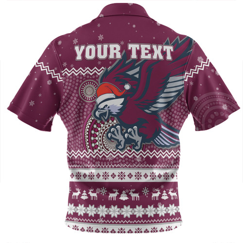 Manly Warringah Sea Eagles Christmas Custom Zip Polo Shirt - Ugly Xmas And Aboriginal Patterns For Die Hard Fan Zip Polo Shirt Manly Warringah Sea Eagles Christmas Custom Zip Polo Shirt - Ugly Xmas And Aboriginal Patterns For Die Hard Fan Zip Polo Shirt