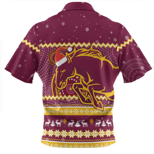 Brisbane Broncos Christmas Custom Zip Polo Shirt - Ugly Xmas And Aboriginal Patterns For Die Hard Fan Zip Polo Shirt Brisbane Broncos Christmas Custom Zip Polo Shirt - Ugly Xmas And Aboriginal Patterns For Die Hard Fan Zip Polo Shirt