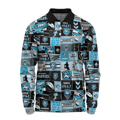Cronulla-Sutherland Sharks Long Sleeve Polo Shirt - Team Of Us Die Hard Fan Supporters Comic Style Long Sleeve Polo Shirt