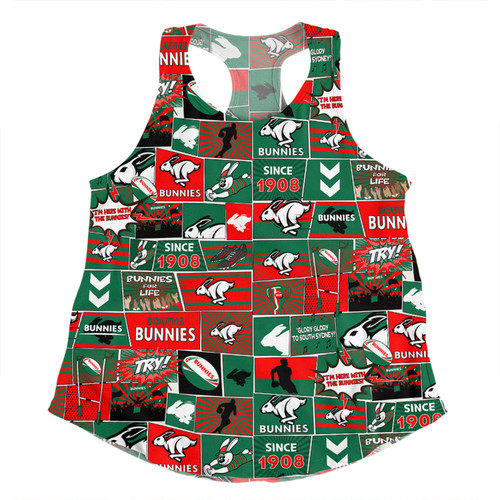 South Sydney Rabbitohs Women Racerback Singlet - Team Of Us Die Hard Fan Supporters Comic Style Women Racerback Singlet