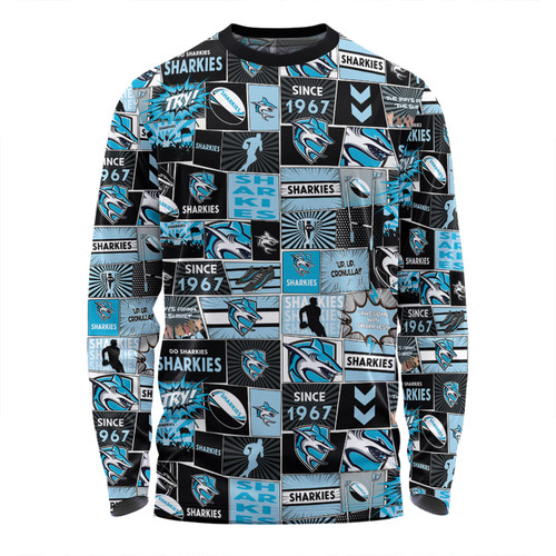 Cronulla-Sutherland Sharks Long Sleeve T-shirt - Team Of Us Die Hard Fan Supporters Comic Style Long Sleeve T-shirt