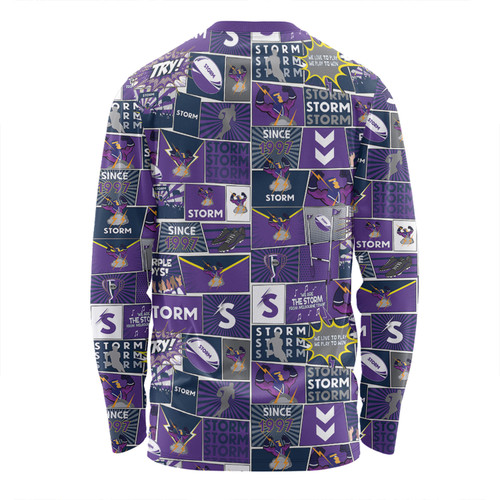 Melbourne Storm Long Sleeve T-shirt - Team Of Us Die Hard Fan Supporters Comic Style Long Sleeve T-shirt Melbourne Storm Long Sleeve T-shirt - Team Of Us Die Hard Fan Supporters Comic Style Long Sleeve T-shirt