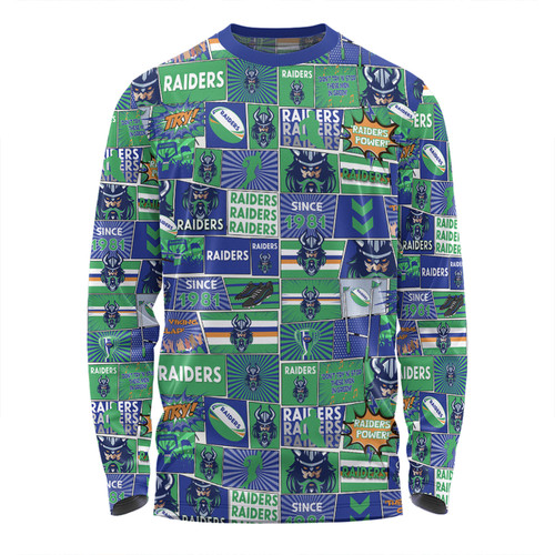 Canberra Raiders Long Sleeve T-shirt - Team Of Us Die Hard Fan Supporters Comic Style Long Sleeve T-shirt