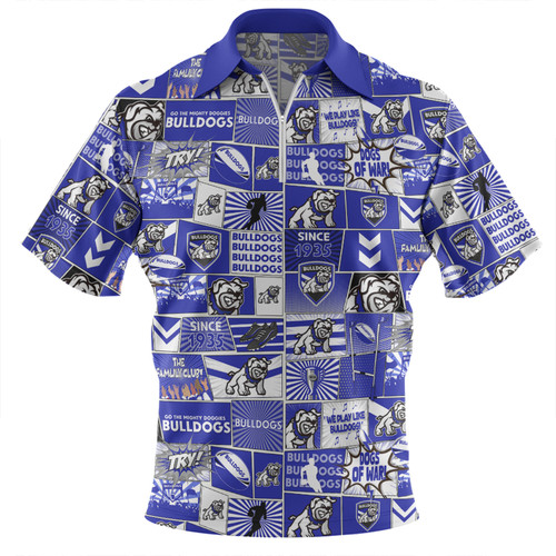 Canterbury-Bankstown Bulldogs Zip Polo Shirt - Team Of Us Die Hard Fan Supporters Comic Style Zip Polo Shirt