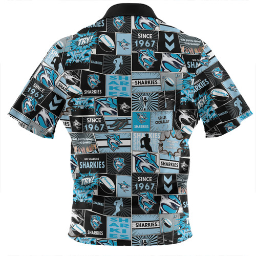 Cronulla-Sutherland Sharks Zip Polo Shirt - Team Of Us Die Hard Fan Supporters Comic Style Zip Polo Shirt Cronulla-Sutherland Sharks Zip Polo Shirt - Team Of Us Die Hard Fan Supporters Comic Style Zip Polo Shirt