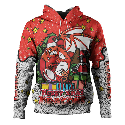 St. George Illawarra Dragons Christmas Custom Hoodie - Merry Christmas Our Beloved Team With Aboriginal Dot Art Pattern Hoodie