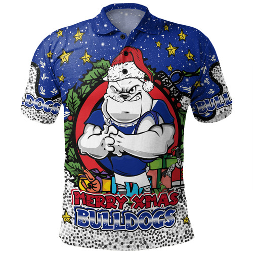 Canterbury-Bankstown Bulldogs Christmas Custom Polo Shirt - Merry Christmas Our Beloved Team With Aboriginal Dot Art Pattern Polo Shirt