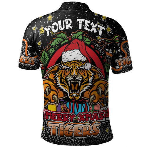 Wests Tigers Christmas Custom Polo Shirt - Merry Christmas Our Beloved Team With Aboriginal Dot Art Pattern Polo Shirt Wests Tigers Christmas Custom Polo Shirt - Merry Christmas Our Beloved Team With Aboriginal Dot Art Pattern Polo Shirt