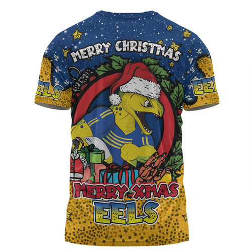 Parramatta Eels Christmas Custom T-shirt - Merry Christmas Our Beloved Team With Aboriginal Dot Art Pattern T-shirt Parramatta Eels Christmas Custom T-shirt - Merry Christmas Our Beloved Team With Aboriginal Dot Art Pattern T-shirt