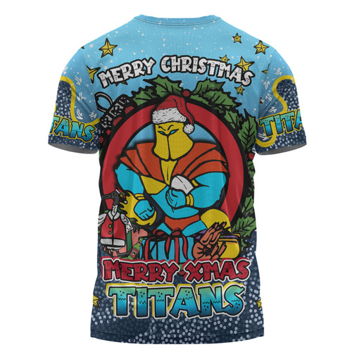 Gold Coast Titans Christmas Custom T-shirt - Merry Christmas Our Beloved Team With Aboriginal Dot Art Pattern T-shirt