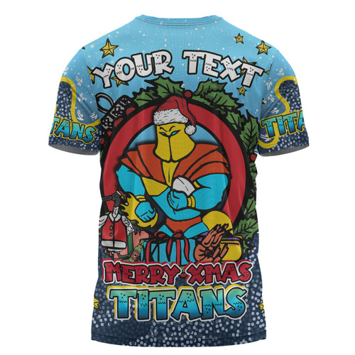 Gold Coast Titans Christmas Custom T-shirt - Merry Christmas Our Beloved Team With Aboriginal Dot Art Pattern T-shirt