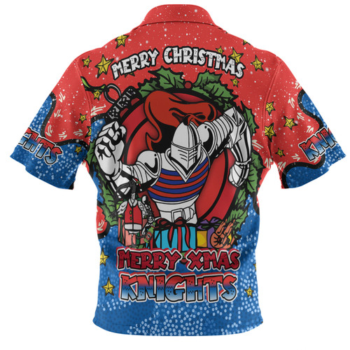 Newcastle Knights Christmas Custom Hawaiian Shirt - Merry Christmas Our Beloved Team With Aboriginal Dot Art Pattern Hawaiian Shirt Newcastle Knights Christmas Custom Hawaiian Shirt - Merry Christmas Our Beloved Team With Aboriginal Dot Art Pattern Hawaiian Shirt