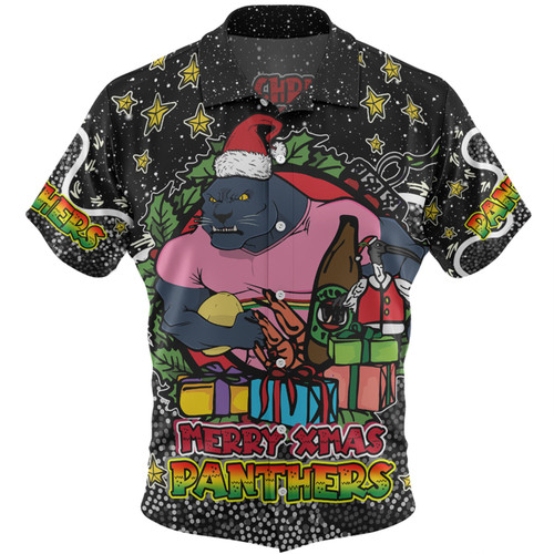 Penrith Panthers Christmas Custom Hawaiian Shirt - Merry Christmas Our Beloved Team With Aboriginal Dot Art Pattern Hawaiian Shirt