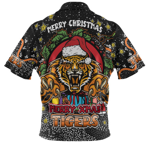 Wests Tigers Christmas Custom Hawaiian Shirt - Merry Christmas Our Beloved Team With Aboriginal Dot Art Pattern Hawaiian Shirt Wests Tigers Christmas Custom Hawaiian Shirt - Merry Christmas Our Beloved Team With Aboriginal Dot Art Pattern Hawaiian Shirt