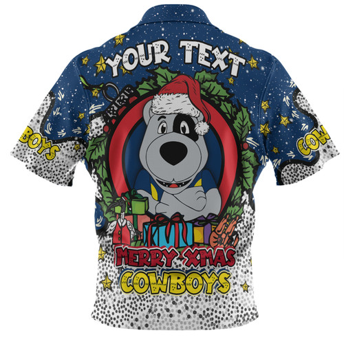 North Queensland Cowboys Christmas Custom Hawaiian Shirt - Merry Christmas Our Beloved Team With Aboriginal Dot Art Pattern Hawaiian Shirt