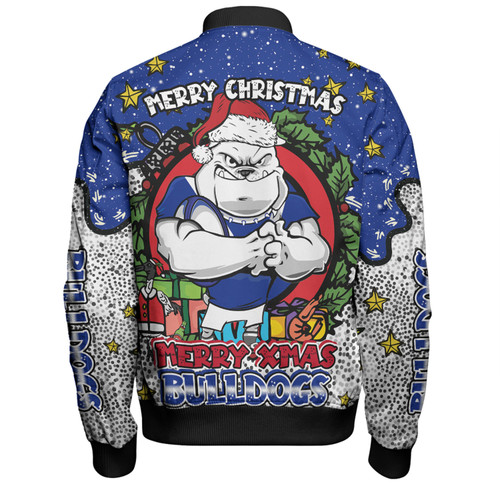 Canterbury-Bankstown Bulldogs Christmas Custom Bomber Jacket - Merry Christmas Our Beloved Team With Aboriginal Dot Art Pattern Bomber Jacket Canterbury-Bankstown Bulldogs Christmas Custom Bomber Jacket - Merry Christmas Our Beloved Team With Aboriginal Dot Art Pattern Bomber Jacket