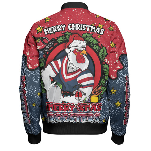 Sydney Roosters Christmas Custom Bomber Jacket - Merry Christmas Our Beloved Team With Aboriginal Dot Art Pattern Bomber Jacket Sydney Roosters Christmas Custom Bomber Jacket - Merry Christmas Our Beloved Team With Aboriginal Dot Art Pattern Bomber Jacket