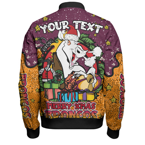 Brisbane Broncos Christmas Custom Bomber Jacket - Merry Christmas Our Beloved Team With Aboriginal Dot Art Pattern Bomber Jacket Brisbane Broncos Christmas Custom Bomber Jacket - Merry Christmas Our Beloved Team With Aboriginal Dot Art Pattern Bomber Jacket