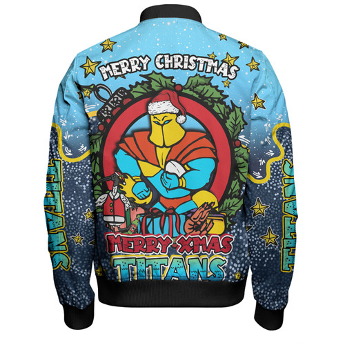 Gold Coast Titans Christmas Custom Bomber Jacket - Merry Christmas Our Beloved Team With Aboriginal Dot Art Pattern Bomber Jacket Gold Coast Titans Christmas Custom Bomber Jacket - Merry Christmas Our Beloved Team With Aboriginal Dot Art Pattern Bomber Jacket