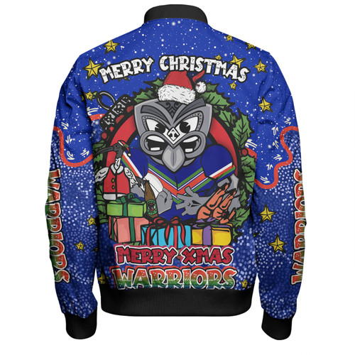 New Zealand Warriors Christmas Custom Bomber Jacket - Merry Christmas Our Beloved Team With Aboriginal Dot Art Pattern Bomber Jacket New Zealand Warriors Christmas Custom Bomber Jacket - Merry Christmas Our Beloved Team With Aboriginal Dot Art Pattern Bomber Jacket