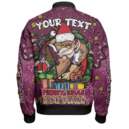 Queensland Cane Toads Christmas Custom Bomber Jacket - Merry Christmas Our Beloved Team With Aboriginal Dot Art Pattern Bomber Jacket Queensland Cane Toads Christmas Custom Bomber Jacket - Merry Christmas Our Beloved Team With Aboriginal Dot Art Pattern Bomber Jacket