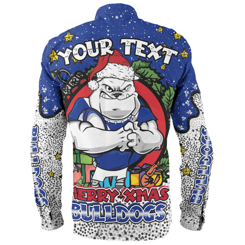 Canterbury-Bankstown Bulldogs Christmas Custom Long Sleeve Shirt - Merry Christmas Our Beloved Team With Aboriginal Dot Art Pattern Long Sleeve Shirt