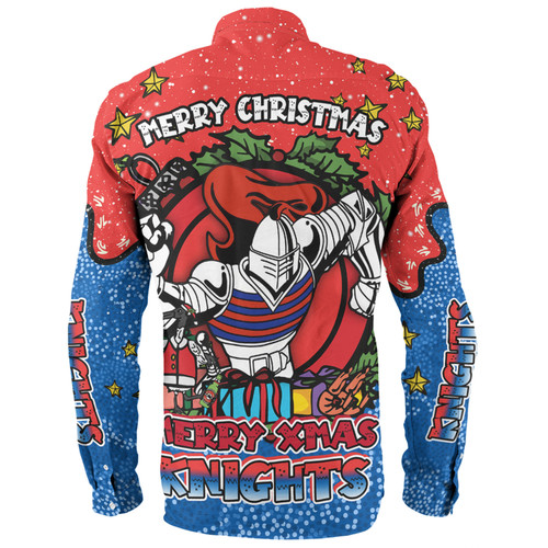 Newcastle Knights Christmas Custom Long Sleeve Shirt - Merry Christmas Our Beloved Team With Aboriginal Dot Art Pattern Long Sleeve Shirt Newcastle Knights Christmas Custom Long Sleeve Shirt - Merry Christmas Our Beloved Team With Aboriginal Dot Art Pattern Long Sleeve Shirt