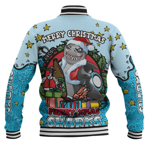 Cronulla-Sutherland Sharks Christmas Custom Baseball Jacket - Merry Christmas Our Beloved Team With Aboriginal Dot Art Pattern Baseball Jacket Cronulla-Sutherland Sharks Christmas Custom Baseball Jacket - Merry Christmas Our Beloved Team With Aboriginal Dot Art Pattern Baseball Jacket