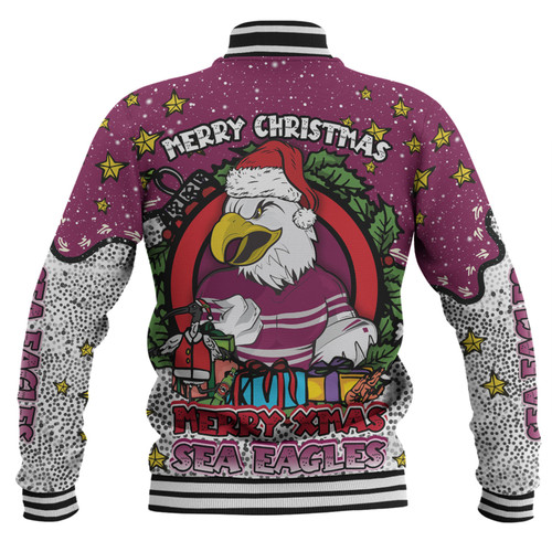 Manly Warringah Sea Eagles Christmas Custom Baseball Jacket - Merry Christmas Our Beloved Team With Aboriginal Dot Art Pattern Baseball Jacket Manly Warringah Sea Eagles Christmas Custom Baseball Jacket - Merry Christmas Our Beloved Team With Aboriginal Dot Art Pattern Baseball Jacket