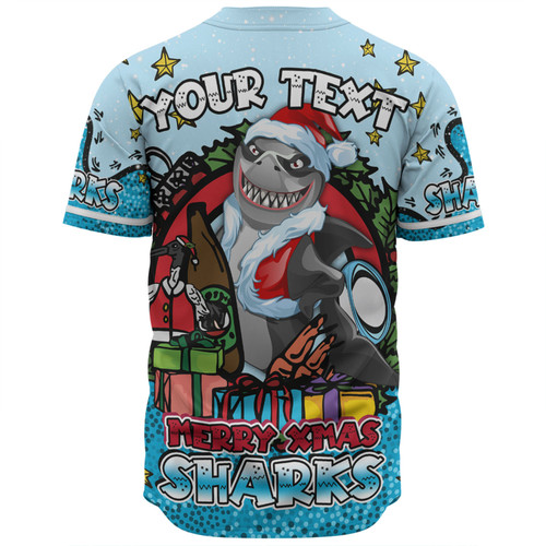 Cronulla-Sutherland Sharks Christmas Custom Baseball Shirt - Merry Christmas Our Beloved Team With Aboriginal Dot Art Pattern Baseball Shirt Cronulla-Sutherland Sharks Christmas Custom Baseball Shirt - Merry Christmas Our Beloved Team With Aboriginal Dot Art Pattern Baseball Shirt