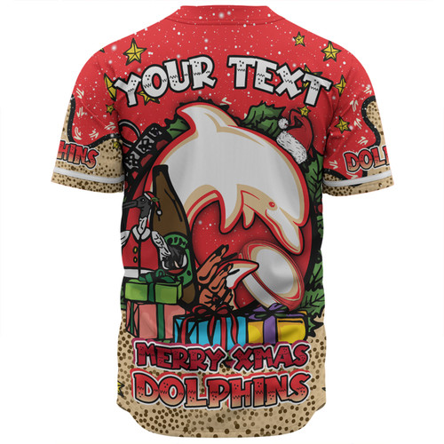 Redcliffe Dolphins Christmas Custom Baseball Shirt - Merry Christmas Our Beloved Team With Aboriginal Dot Art Pattern Baseball Shirt Redcliffe Dolphins Christmas Custom Baseball Shirt - Merry Christmas Our Beloved Team With Aboriginal Dot Art Pattern Baseball Shirt