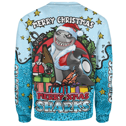 Cronulla-Sutherland Sharks Christmas Custom Sweatshirt - Merry Christmas Our Beloved Team With Aboriginal Dot Art Pattern Sweatshirt Cronulla-Sutherland Sharks Christmas Custom Sweatshirt - Merry Christmas Our Beloved Team With Aboriginal Dot Art Pattern Sweatshirt