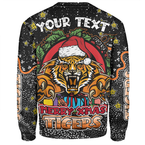 Wests Tigers Christmas Custom Sweatshirt - Merry Christmas Our Beloved Team With Aboriginal Dot Art Pattern Sweatshirt Wests Tigers Christmas Custom Sweatshirt - Merry Christmas Our Beloved Team With Aboriginal Dot Art Pattern Sweatshirt