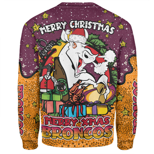 Brisbane Broncos Christmas Custom Sweatshirt - Merry Christmas Our Beloved Team With Aboriginal Dot Art Pattern Sweatshirt Brisbane Broncos Christmas Custom Sweatshirt - Merry Christmas Our Beloved Team With Aboriginal Dot Art Pattern Sweatshirt