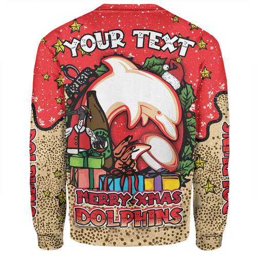 Redcliffe Dolphins Christmas Custom Sweatshirt - Merry Christmas Our Beloved Team With Aboriginal Dot Art Pattern Sweatshirt Redcliffe Dolphins Christmas Custom Sweatshirt - Merry Christmas Our Beloved Team With Aboriginal Dot Art Pattern Sweatshirt