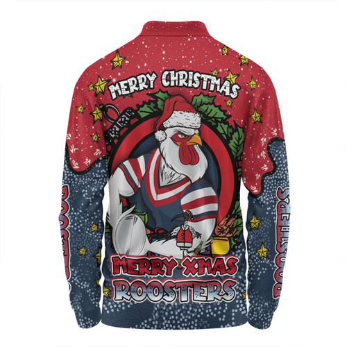 Sydney Roosters Christmas Custom Long Sleeve Polo Shirt - Merry Christmas Our Beloved Team With Aboriginal Dot Art Pattern Long Sleeve Polo Shirt Sydney Roosters Christmas Custom Long Sleeve Polo Shirt - Merry Christmas Our Beloved Team With Aboriginal Dot Art Pattern Long Sleeve Polo Shirt