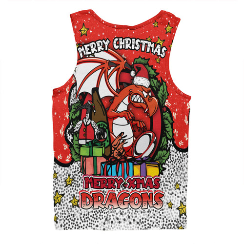 St. George Illawarra Dragons Christmas Custom Men Singlet - Merry Christmas Our Beloved Team With Aboriginal Dot Art Pattern Men Singlet
