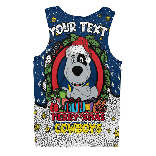 North Queensland Cowboys Christmas Custom Men Singlet - Merry Christmas Our Beloved Team With Aboriginal Dot Art Pattern Men Singlet