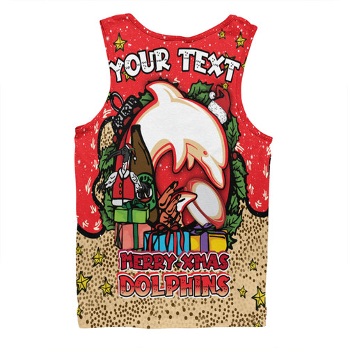 Redcliffe Dolphins Christmas Custom Men Singlet - Merry Christmas Our Beloved Team With Aboriginal Dot Art Pattern Men Singlet Redcliffe Dolphins Christmas Custom Men Singlet - Merry Christmas Our Beloved Team With Aboriginal Dot Art Pattern Men Singlet