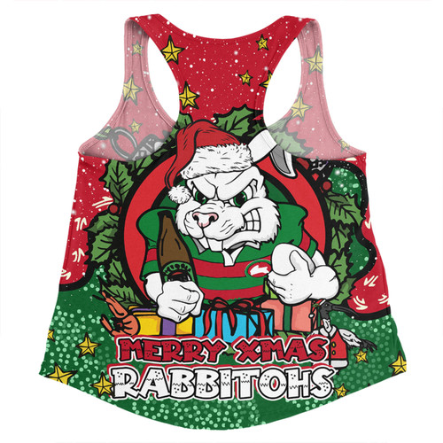 South Sydney Rabbitohs Custom Women Racerback Singlet - Merry Christmas Our Beloved Team With Aboriginal Dot Art Pattern Women Racerback Singlet South Sydney Rabbitohs Custom Women Racerback Singlet - Merry Christmas Our Beloved Team With Aboriginal Dot Art Pattern Women Racerback Singlet