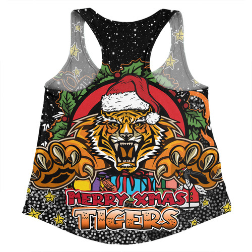 Wests Tigers Christmas Custom Women Racerback Singlet - Merry Christmas Our Beloved Team With Aboriginal Dot Art Pattern Women Racerback Singlet Wests Tigers Christmas Custom Women Racerback Singlet - Merry Christmas Our Beloved Team With Aboriginal Dot Art Pattern Women Racerback Singlet